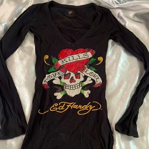 Ed hard medium long sleeve embellished t shirt